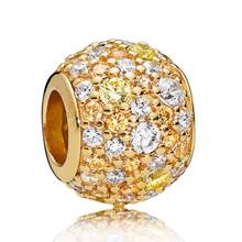 Original Gold Color Shine Golden Pave Ball With Mix Crystal Beads Fit 925 Sterling Silver Charm Bracelet Diy Jewelry 2024 - buy cheap