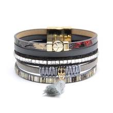 2020 новый модный кожаный браслет для женщин с магнитной пряжкой, многослойный браслет в богемном стиле, женский браслет, ювелирные изделия, подарочные браслеты 2024 - купить недорого