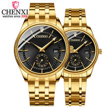 Известный бренд часы CHENXI роскошные золотые мужские наручные часы из нержавеющей стали кварцевые модные наручные часы для влюбленных heren horloge 2024 - купить недорого