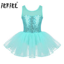 iEFiEL Child Leotards for Girls Dance Wear Mesh Splice Sequins Ballet Costumes for Kids Gymnastics Leotard Dancing Tutu Dress 2024 - buy cheap