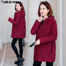 Down parka women winter hooded warm coat clothes long hooded clothes loose jacket color quilted jacket bread parkas clothes 2024 - buy cheap