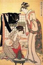 Pôster de arte decorativo japonês ukiyo kitagawa utamaro, arte alta classe, seda, arte de parede, pintura para casa 2024 - compre barato