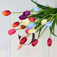 Шелковый цветок тюльпана 10 шт., искусственные ветки тюльпана, 3 головки для украшения свадебной цветочной композиции 2024 - купить недорого