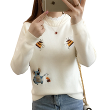 Fashion New 2020 Autumn Women Sweater Pullover Winter Tops Korean Embroidery Little Bee Loose Warm Knitwear Jumpers Ladies D2531 2024 - buy cheap