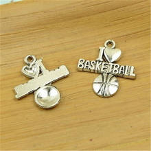 100 unids/lote plata antigua me encanta baloncesto encantos 20x22MM abalorios de deportes para la fabricación de joyas 2024 - compra barato