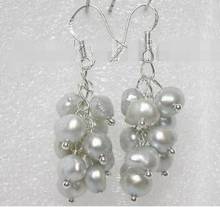 Free Shipping  new hot Grape natural soft grey pearls earrings 2024 - buy cheap