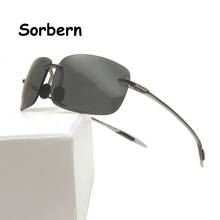 Óculos de sol sem aro tr90, óculos masculino ultraleve quadrados de titânio sem armação para dirigir 2024 - compre barato