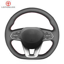 LQTENLEO-Funda de cuero Artificial para volante de coche, cosida a mano, color negro, para Hyundai Santa Fe 2019-2020, Palisade 2020 2024 - compra barato