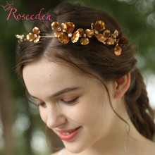 Tiara de noiva artesanal com flores e ouro, acessório para casamento, para madrinhas e damas de honra re4097 2024 - compre barato