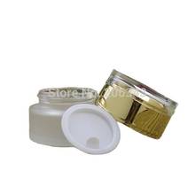 30G frosted glass cream jar,cosmetic container,,cream jar with shiny gold lid ,Cosmetic Jar,Cosmetic Packaging,glass bottle 2024 - buy cheap