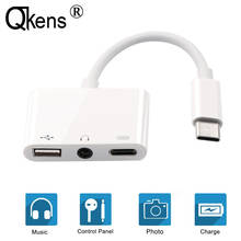 Adaptador de carregamento e áudio otg 3 em 1, fone de ouvido tipo c para 3.5mm, carregador de música, usb 2.0, disco flash para xiaomi, huawei, lg 2024 - compre barato