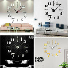 HOT! US DIY 3D Mirror Surface Large Number Wall Clock Sticker Modern Home Decor 2024 - buy cheap