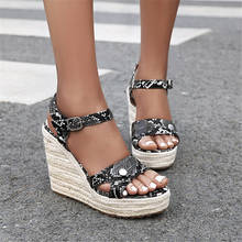 PXELENA Vintage Platform Women Sandals Weaving Wedge High Heels Snake Print Ankle Strap 2020 Summer Lady Punk Gothic Shoes 34-43 2024 - buy cheap