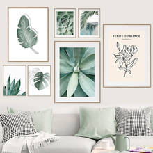 Aloe Monstera Palm Leaf Quote Green Plant Wall Art Canvas Painting Nordic Posters And Prints Wall Pictures For Living Room Decor 2024 - buy cheap