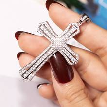 Colar luxuoso de prata 925, bíblia com pingente de cruz de jesus, pingente de crucifixo feminino, joias finas de platina simulada 2024 - compre barato