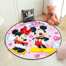 Alfombra de Disney de Mickey y Minnie Mouse para niños, tapete de juego para gatear, sala de estar redonda para alfombra, alfombrilla suave de bienvenida para interiores, regalo 2024 - compra barato