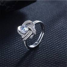Anillos cruzados de circonia cúbica para mujer, de Plata de Ley 925, anillo de tamaño ajustable, joyería de plata esterlina 2024 - compra barato