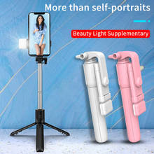 Extendable Phone Selfie Stick Mini Tripod  Shutter Remote Monopod with Fill Light Adjustable Foldable Handheld Stand 2024 - buy cheap