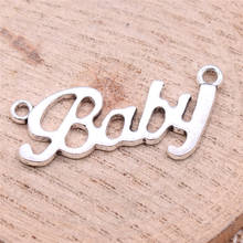 Wysiwyg 10 pçs 38x17mm conector do bebê pingentes charme para fazer jóias antigo prata cor pingentes do bebê charme conector do bebê 2024 - compre barato