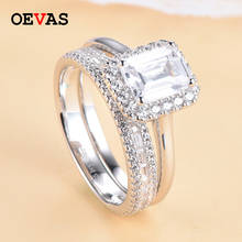 OEVAS 100% 925 Sterling Silver Wedding Rings Set For Women Sparking Zircon Engagement Party Bride Band Fine Jewelry Wholesale 2024 - buy cheap