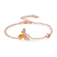 Pulseira de corrente de cristal com citrinas, pulseira de cor ouro rosado com cristais e strass 2024 - compre barato