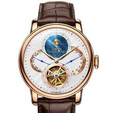 Relógio automático para homens, relógio de pulso luxuoso esqueleto lobinni, mecânico, à prova d'água, relógio com pulseira de couro 2024 - compre barato