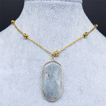 Collar de piedra Natural de acero inoxidable 2021 para mujer, joyería de Color dorado, joyas de acero inoxidable para mujer NB15S04 2024 - compra barato