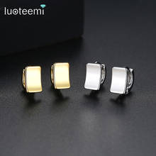 LUOTEEMI Cute Small Square Stud Earrings for Women Wedding Party Double Color Korean Fashion Jewelry Bijoux Femme Christmas Gift 2024 - buy cheap