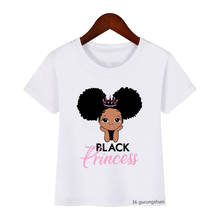 Funny Little Girls with Natural Curly Hair African Print T Shirt Summer Tops Harajuku Kawaii Black Girls T Shirts Kids Clothes 2024 - buy cheap