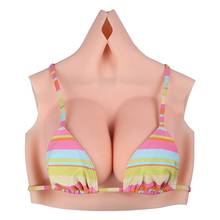 E CUP Short High Collar Neck Fake Artificial Boob Realistic Silicone Breast Forms Crossdresser Shemale Transgender Drag Queen 4G 2024 - buy cheap