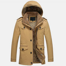 С капюшоном зимние толстые бархатные теплые мужские пальто размера плюс 6XL Мужская парка Европейская ветровка пальто мужская одежда бренд A161 2024 - купить недорого