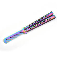 440C Steel No Edge Titanium Rainbow Colorful Training Folding Pocket Knife Butterfly In Knife Titanium Practice Tool Dull Tool 2024 - buy cheap