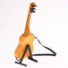 Guitarra elétrica de madeira escala 1/6 com suporte, instrumentos musicais em miniatura 2024 - compre barato