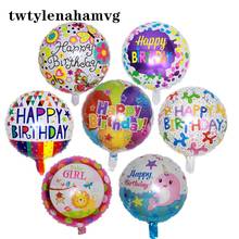 Globos inflables decorativos de aluminio para el día de la madre, fiesta de boda, juguete de Baby Shower para niños, Color redondo, feliz cumpleaños, 18 pulgadas, nuevo 2024 - compra barato