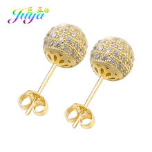 Juya Ali Moda Cute Round Disco Ball Korean Earrings Luxury Cubic Zirconia Stud Earrings For Women Men Punk Jewelry Supplies 2024 - buy cheap