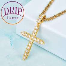 Sharp Cross Pendant Men's Hip Hop Charm Gold Color Cubic Zircon Necklace Jewelry 2024 - buy cheap