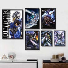 Pegatinas de pared de alta definición de Robot GUNDAM, póster blanco, decoración del hogar para sala de estar, dormitorio, marca de arte para el hogar 2024 - compra barato