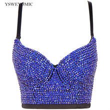 Sparkly Bustier Bra Plus Size High quality Hand-made Diamond beading Women's Sexy Bustier Bra Cropped Sling Top Vest Bra bling 2024 - buy cheap