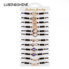 Conjunto de 12 unids/set de pulseras para mujer y niño, con diamantes de imitación, corona, dijes de mal de ojo, cadena de cuerda ajustable, joyería para el tobillo con cuentas de cristal 2024 - compra barato