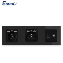 Esooli-tomada padrão francês duplo com 4 portas usb, conector de telefone rj11, conector para tv 2024 - compre barato