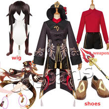 Fantasia cosplay genshinhu tao, traje de anime para cosplay, vestido de halloween, carnaval, uniforme feminino, acessórios para armas hutao 2024 - compre barato