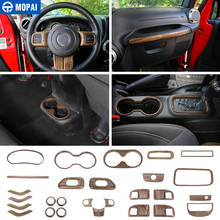 MOPAI Interior moldura para Jeep Wrangler coche madera grano decoración Interior cubierta para Jeep Wrangler JK 2011 + Accesorios 2024 - compra barato