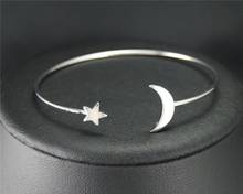 10pcs Rhodium Color Copper Moon And Star Expandable Wire Cuff Bangle Bracelet Jewelry BA-22 2024 - buy cheap