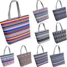 Fashion Casual Totes Women's Canvas Bags Girls Geometric Print Shopping Handbag Striped Shoulder Bag High Quality Women Bags 2024 - buy cheap