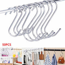 50Pcs/Set Stainless Steel S Shaped Hooks Household Kitchen Door Wall Hangers Clothes Handbag Holder 2024 - buy cheap
