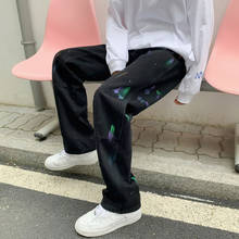 Джинсы мужские в стиле ретро, модные повседневные Прямые свободные брюки из денима в стиле фонарик, стиль хип-хоп 2024 - купить недорого