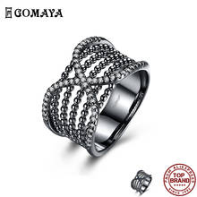 Женское кольцо со шнурком из бисера GOMAYA, с прозрачным Цирконом в форме х, романтичное дизайнерское кольцо для свадьбы, юбилея, Подарок на годовщину, бижутерия 2024 - купить недорого