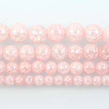 Natural Stone Pink Cracked Charm Round Loose Beads For Jewelry Making For Needlework Beads Pick Size Strand 4/6/8/10/12 MM 2024 - buy cheap