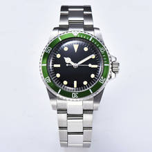 Watch automatic mechanical watch luminous hand men's movement 40 mm steel shell green aluminum bezel brushed bracelet 1013 2024 - buy cheap