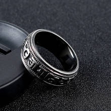 buddhist sanskrit ring stainless steel men wedding ring text rings for man jewelry black plated silver Accessory 2020 punk stly 2024 - купить недорого